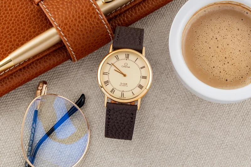 Omega De Ville gilt-brass quartz men's watch 191.0092 Vintage [2507546]