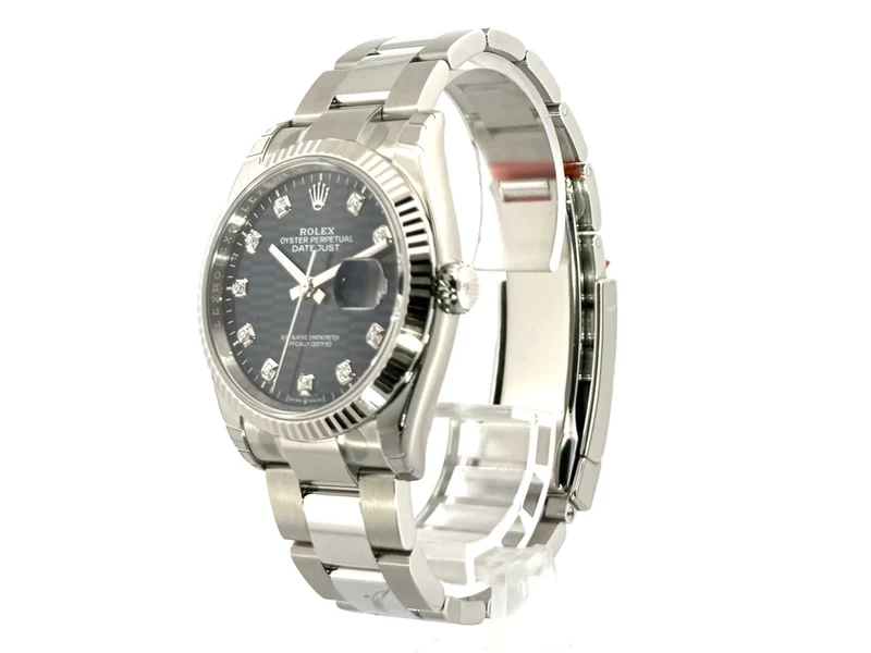 Rolex Datejust 36 Oystersteel Weißgold 126234 Blau Riffel Diamant