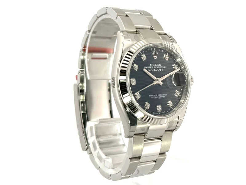 Rolex Datejust 36 Oystersteel Weißgold 126234 Blau Riffel Diamant