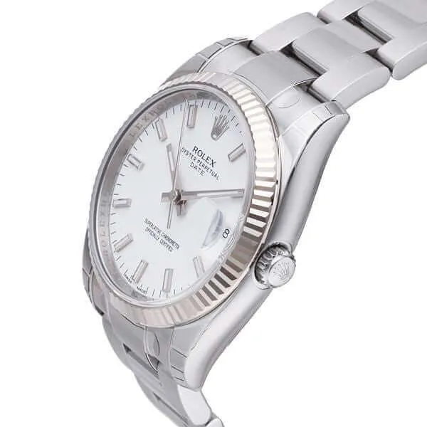 Rolex 115234 Oyster Perpetual Date 34 Weiß Index