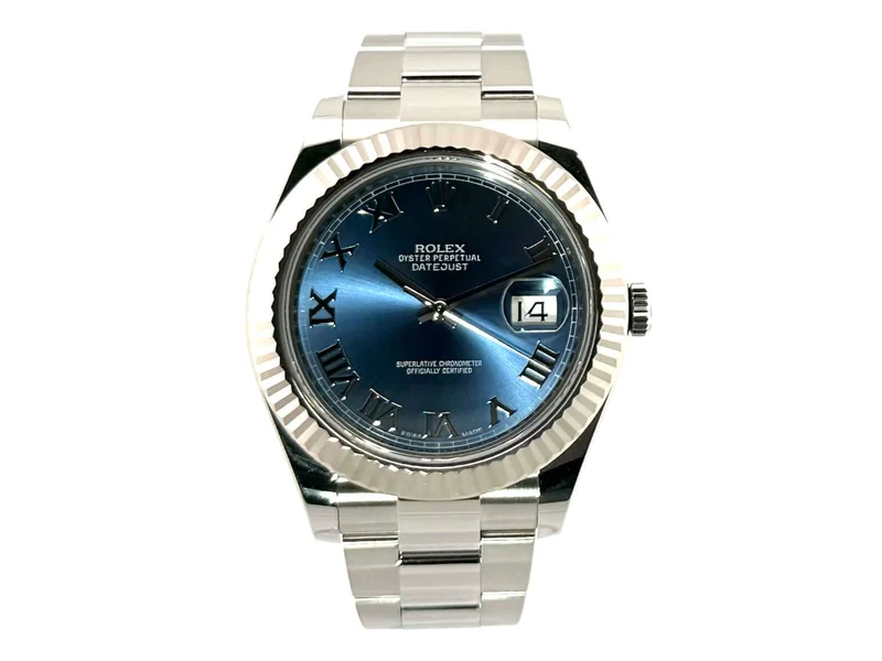 Rolex Datejust II 116334 Edelstahl / Weißgold Blau Römisch