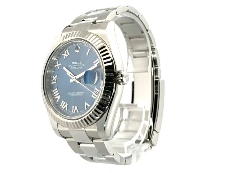 Rolex Datejust II 116334 Edelstahl / Weißgold Blau Römisch
