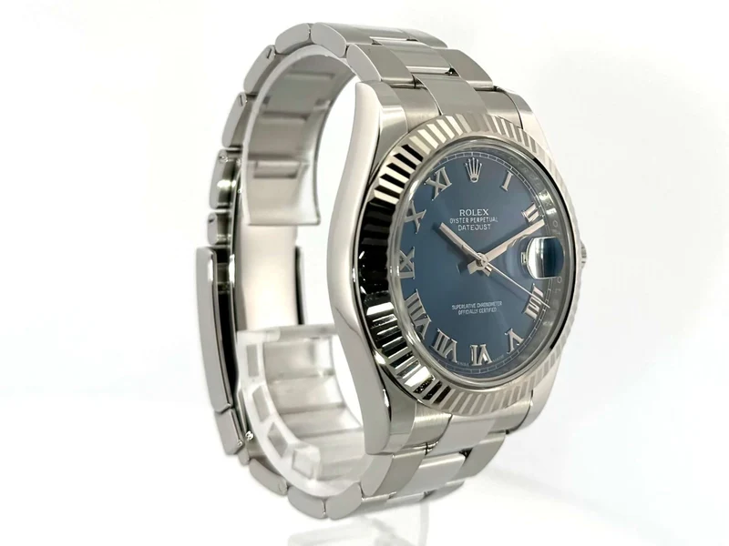 Rolex Datejust II 116334 Edelstahl / Weißgold Blau Römisch