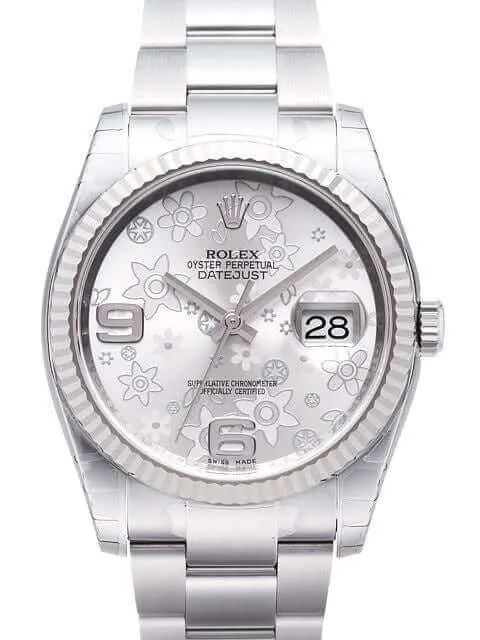 Rolex Datejust 36 116234 Stahl Weißgold Silber Floral