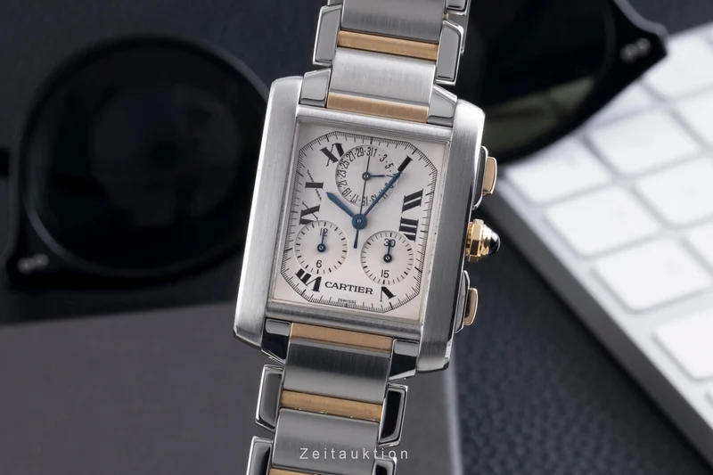 Cartier Tank Francaise chronograph steel / gold quartz men's watch W51004Q4 [2600206]