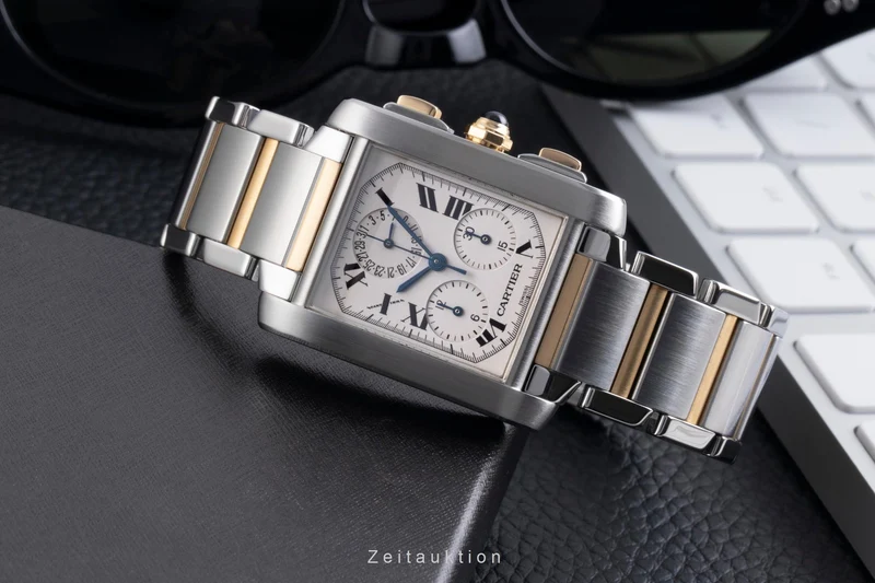 Cartier Tank Francaise chronograph steel / gold quartz men's watch W51004Q4 [2600206]