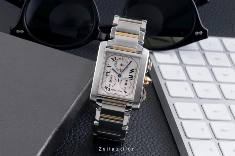 Cartier Tank Francaise chronograph steel / gold quartz men's watch W51004Q4 [2600206]