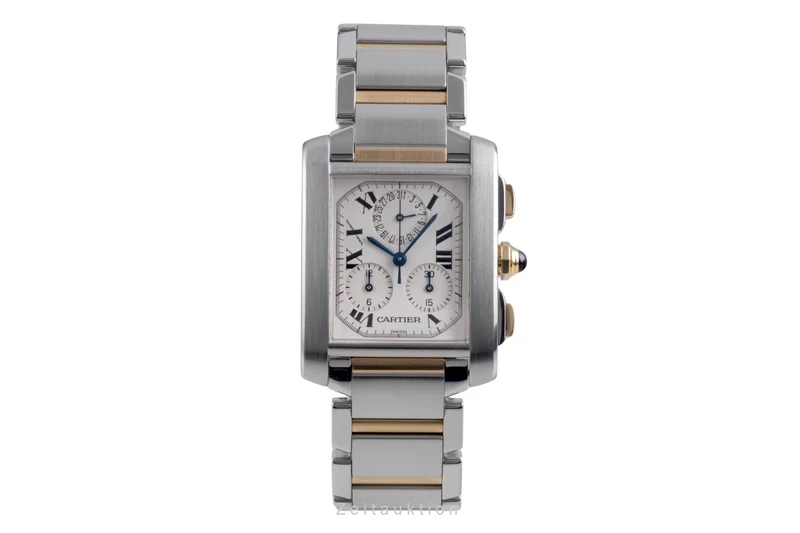 Cartier Tank Francaise chronograph steel / gold quartz men's watch W51004Q4 [2600206]