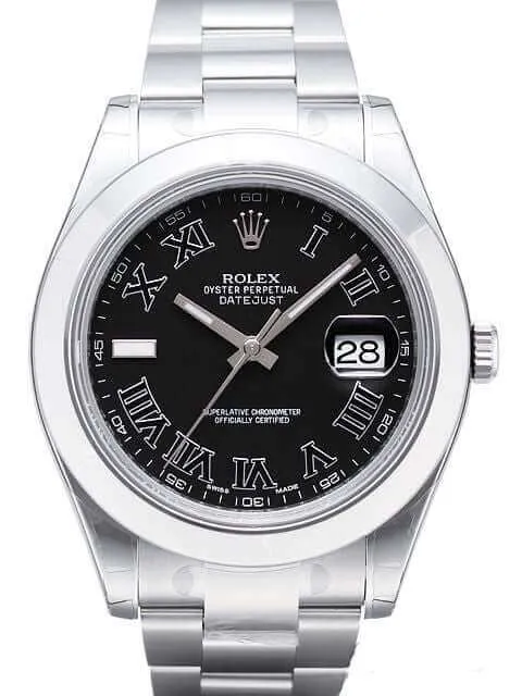 Rolex Datejust II 41 Stahl 116300 Schwarz Römisch