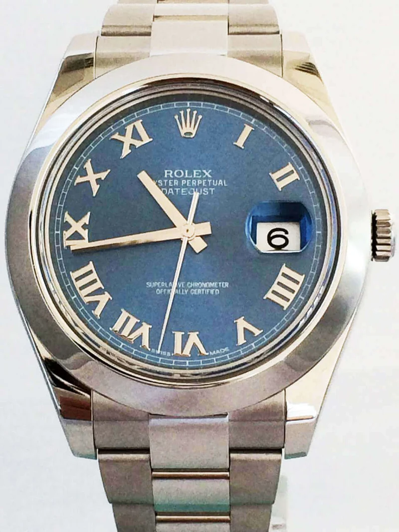 Rolex Datejust II 41 Stahl 116300 Blau Römisch