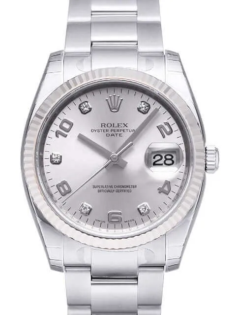 Rolex 115234 Oyster Perpetual Date 34 Silber DIA