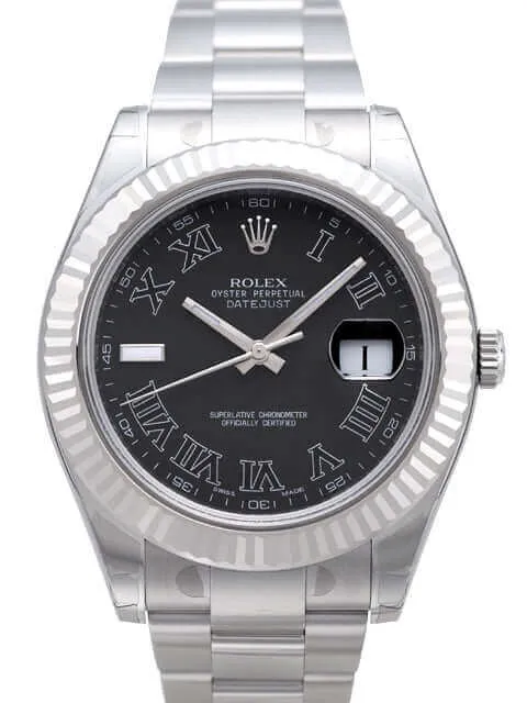 Rolex Datejust II 116334 Schwarz Römisch