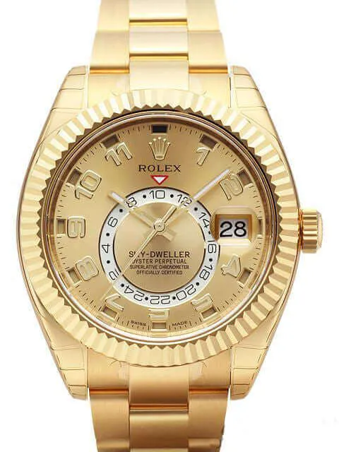 Rolex Sky-Dweller 326938 18 kt Gelbgold Champagnerfarben