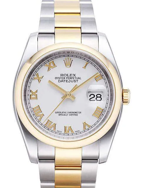 Rolex Datejust 36 116203 Weiß Römisch