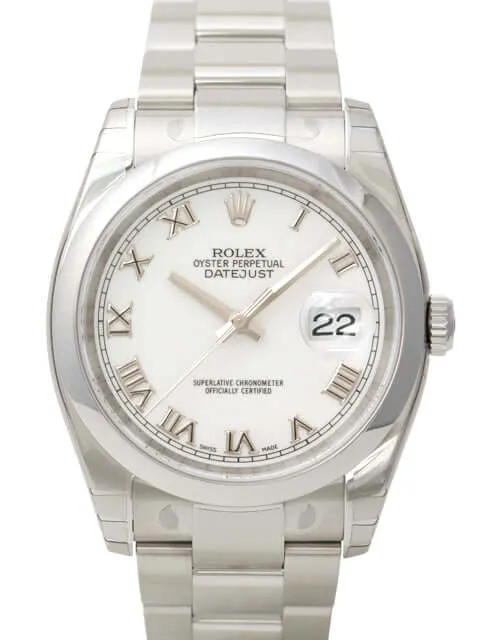 Rolex Oyster Datejust 36 116200 Weiß Römisch