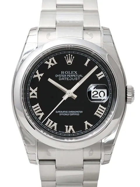 Rolex Oyster Datejust 36 116200 Schwarz Römisch