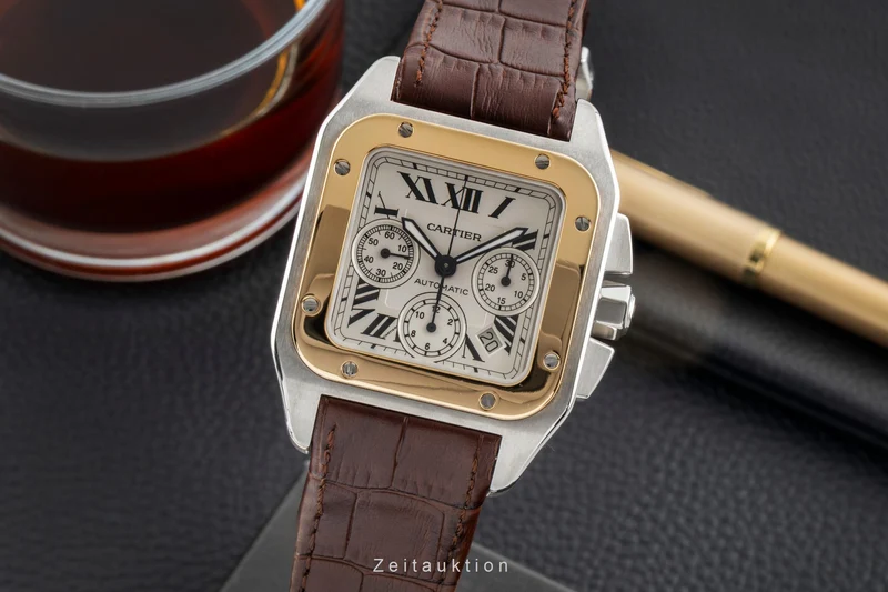 Cartier Santos 100 chronograph steel / gold automatic men's watch W20091X7 [2600828]