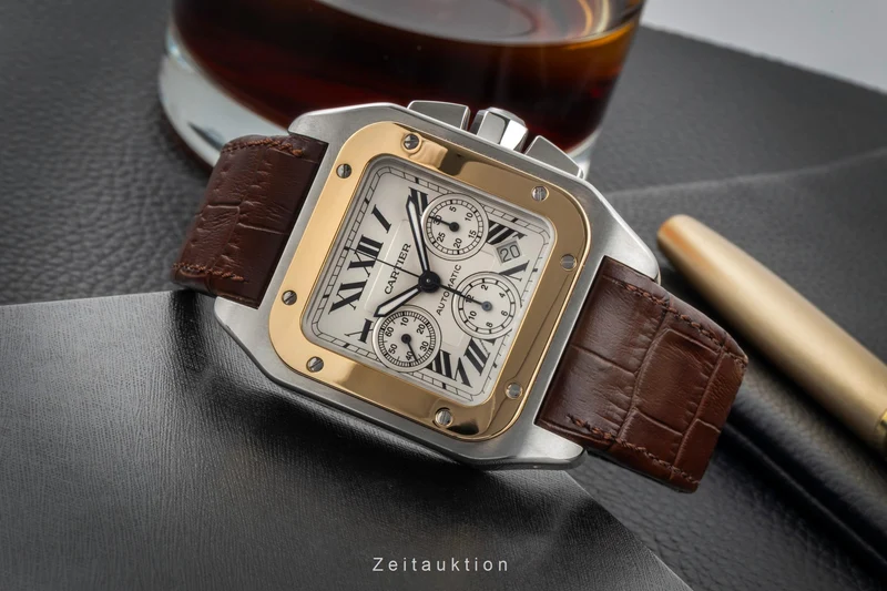Cartier Santos 100 chronograph steel / gold automatic men's watch W20091X7 [2600828]