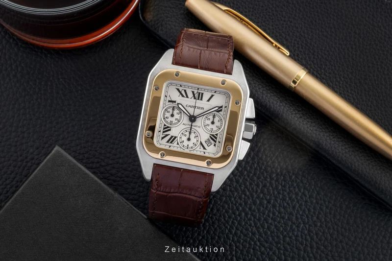 Cartier Santos 100 chronograph steel / gold automatic men's watch W20091X7 [2600828]