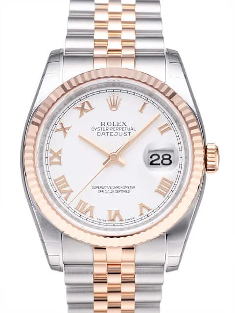 Rolex Datejust 36 116231 Weiß Römisch Jubilé Band