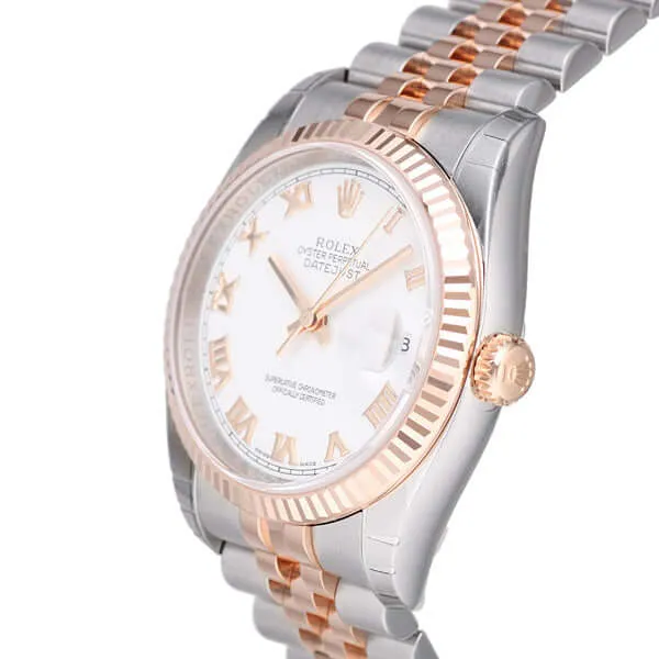 Rolex Datejust 36 116231 Weiß Römisch Jubilé Band