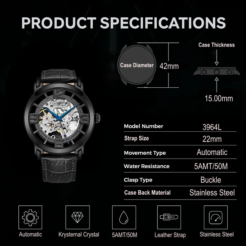 Stührling Winchester 3964L Automatic 42mm Skeleton