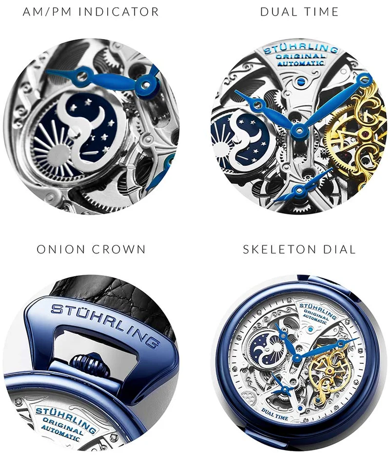 Stührling Emperor's Grand DT 127A2 Automatic 46mm Skeleton