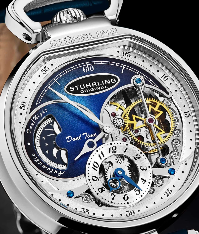 Stührling Modena Dual Time Automatic 988 46mm Skeleton