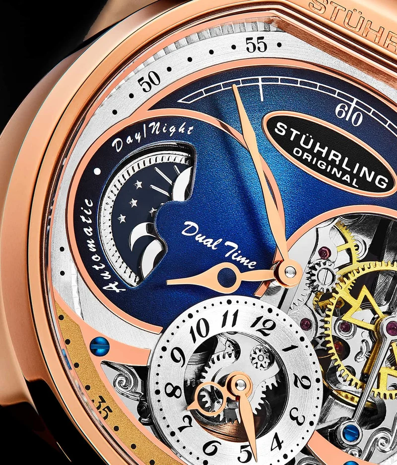 Stührling Modena Dual Time Automatic 988 46mm Skeleton