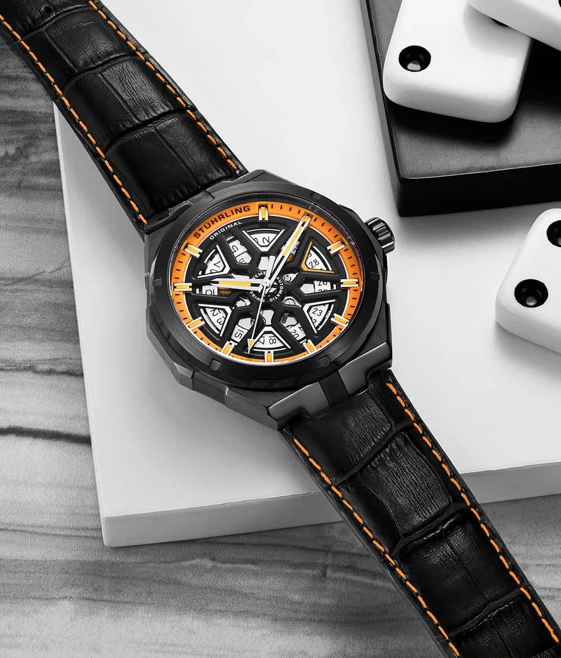 Stührling Swiss Automatic Gio 379 41mm Skeleton Watch