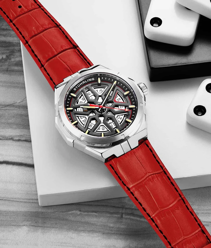 Stührling Swiss Automatic Gio 379 41mm Skeleton Watch