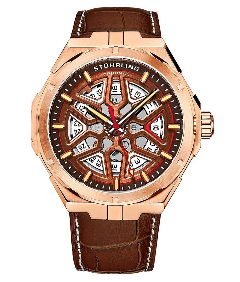 Stührling Swiss Automatic Gio 379 41mm Skeleton Watch