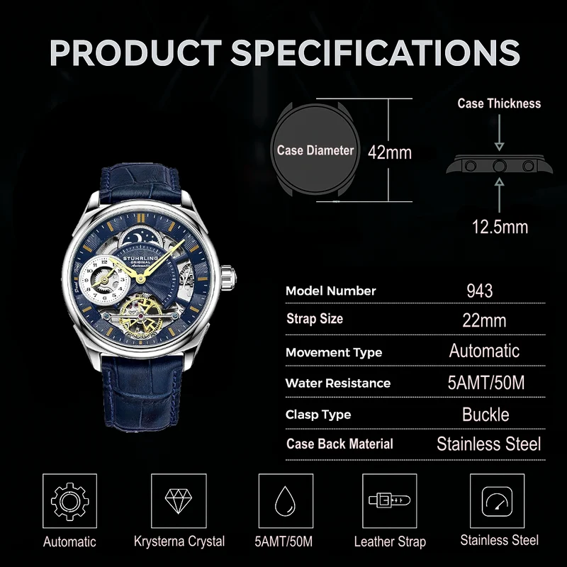 Stührling Presidia 943A Automatic 42mm Skeleton