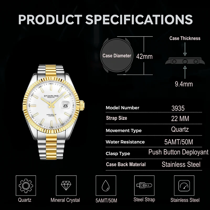 Stührling Lineage 3935 Quartz 42mm Classic