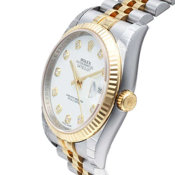 Rolex Datejust 36 116233 Weiß Diamant Jubile-Band