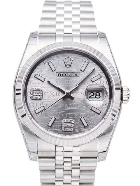 Rolex Datejust 36 116234 Rhodium Wave Diamant Jubile-Band