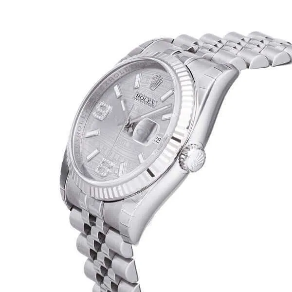 Rolex Datejust 36 116234 Rhodium Wave Diamant Jubile-Band