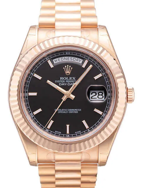 Rolex Day-Date II 218235 Everose-Gold Schwarz Index