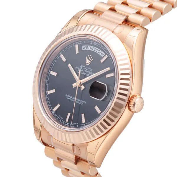 Rolex Day-Date II 218235 Everose-Gold Schwarz Index