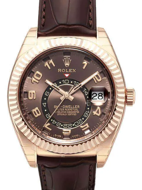 Rolex Sky-Dweller 326135 Everose-Gold Leder Choco