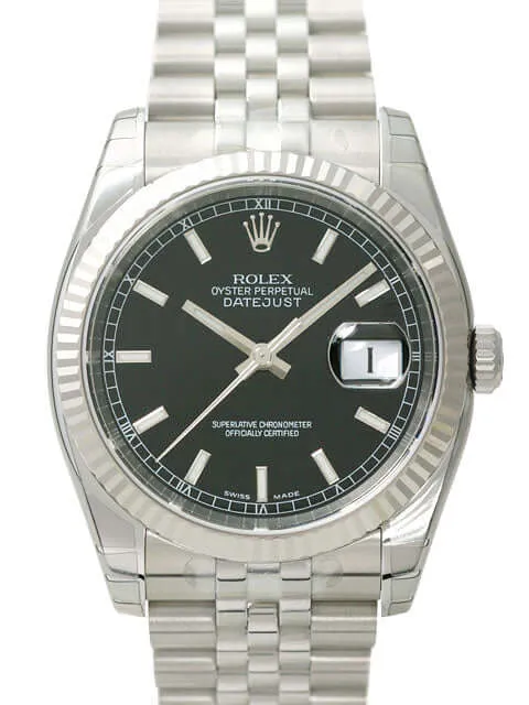 Rolex Datejust 36 116234 Schwarz Index Jubile-Band