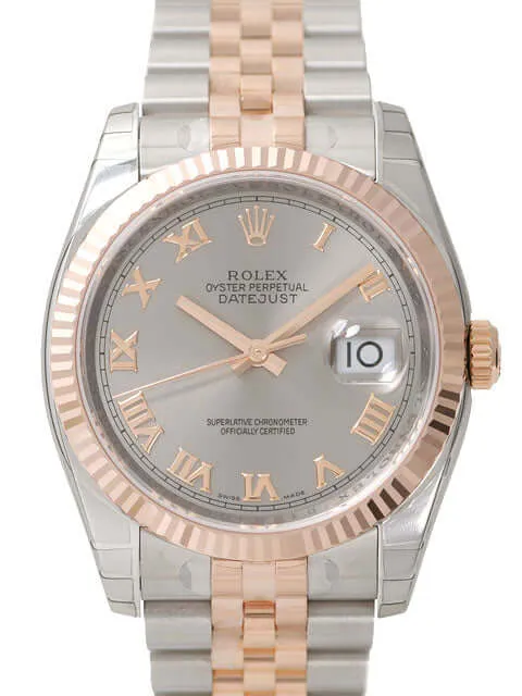 Rolex Datejust 36 116231 Stahlfarben Römisch Jubile-Band