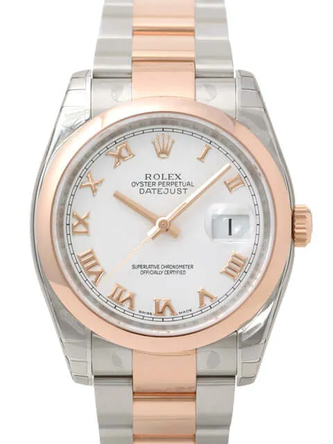 Rolex Datejust 36 116201 Weiß Römisch