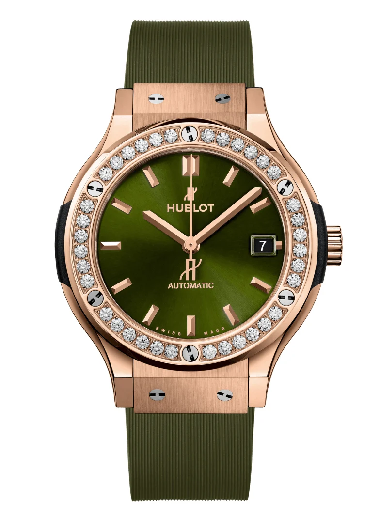 Hublot Classic Fusion Automatic King Gold Green Diamonds 38mm