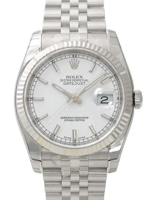 Rolex Datejust 36 116234 Weiß Index Jubile-Band