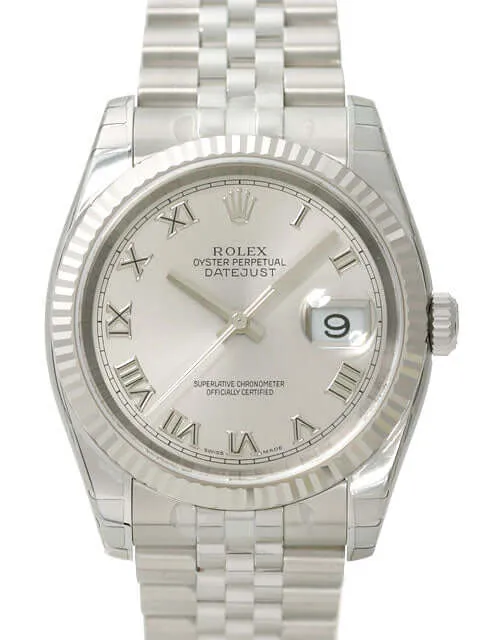 Rolex Datejust 36 116234 Rhodium Römisch Jubile-Band