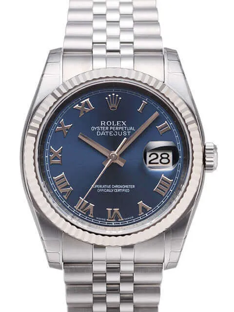 Rolex Datejust 36 116234 Blau Römisch Jubile-Band
