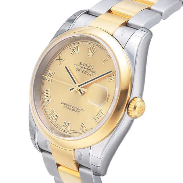 Rolex Datejust 36 116203 Stahl Gold Champagner Römisch