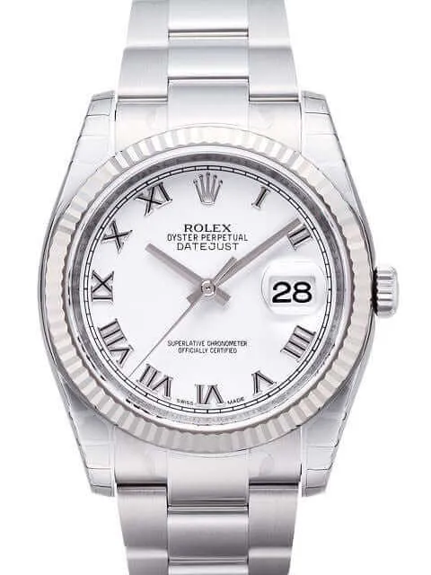 Rolex Datejust 36 116234 Weiß Römisch