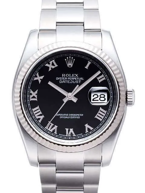 Rolex Datejust 36 116234 Schwarz Römisch